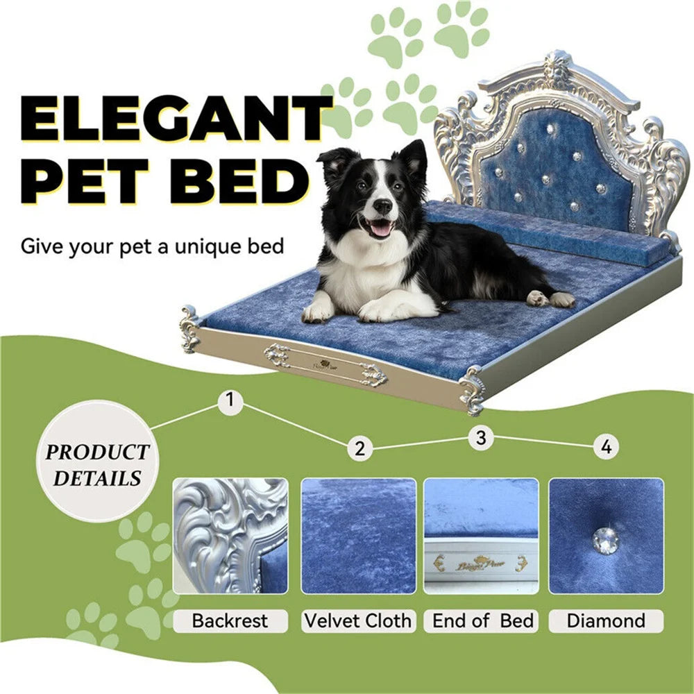 BORWARTCN Large Dog Bed With Headboard Velvet Sofa Comfort