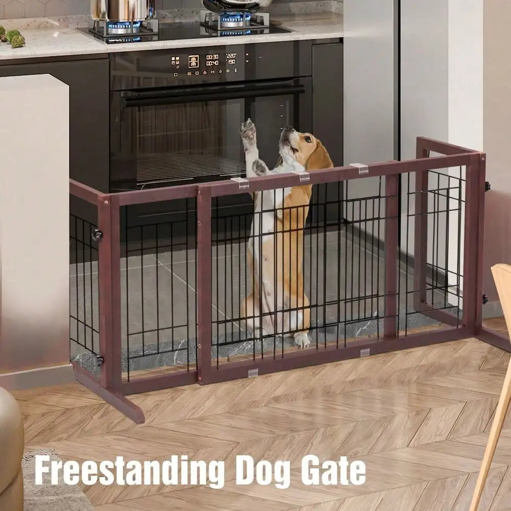 Freestanding Foldable Wire Pet Gate for Puppies and Dogs