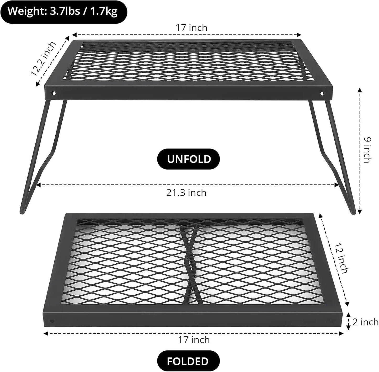 Portable Heavy Duty Folding Campfire Grill for Outdoor Cooking