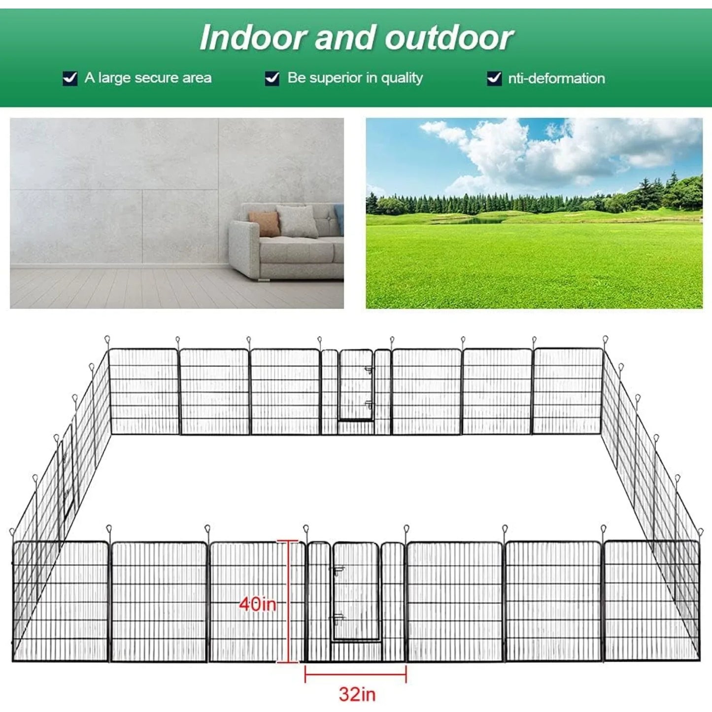 Hign Concerned Indoor Dog Pen With Door Metal Fence