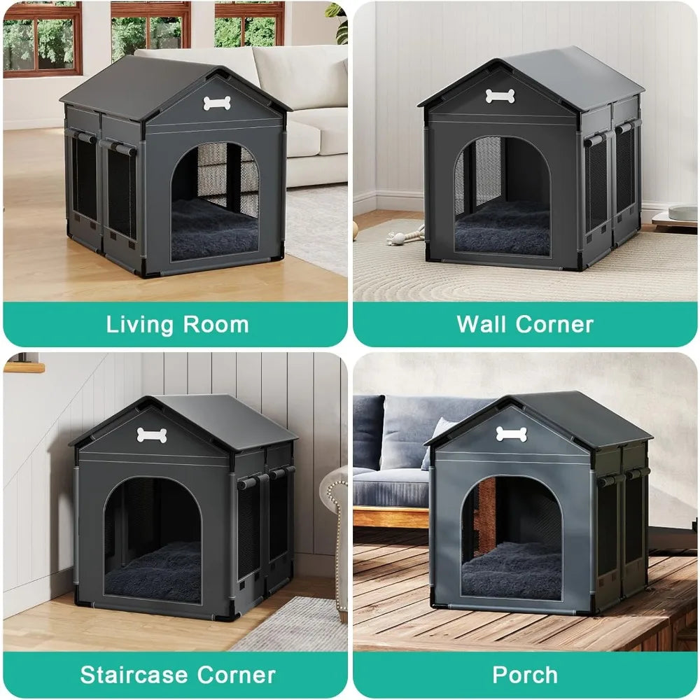 Indoor Dog House Kennel Bed Mat With Cushion For Pets