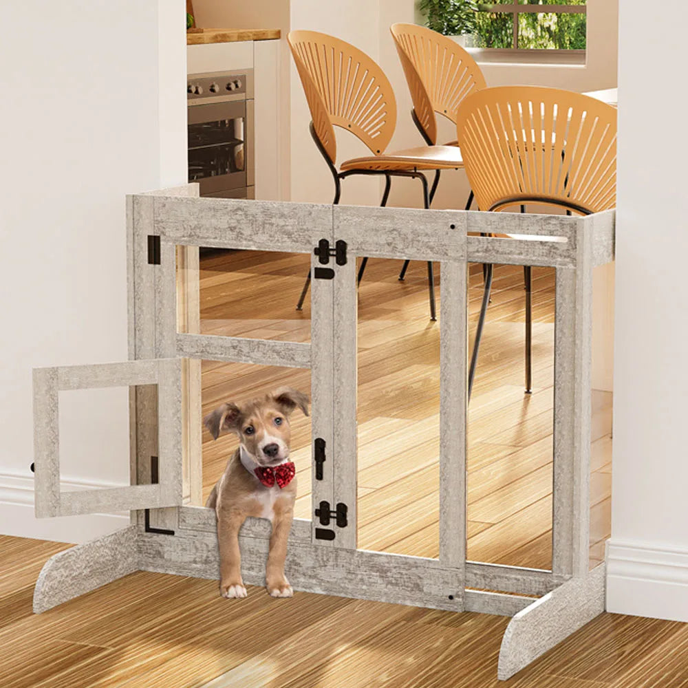 Dog Door Heavy Duty Gate With Retractable Walkthrough