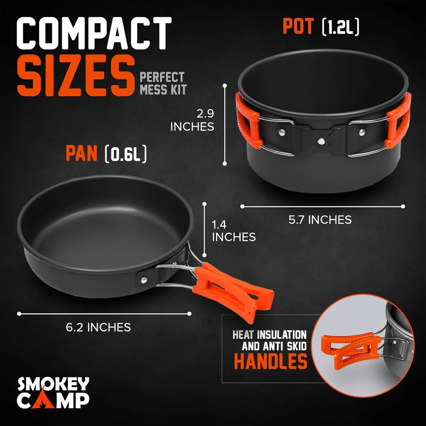 Portab Camping Cookware Mess Kit Set With Stove Nonstick
