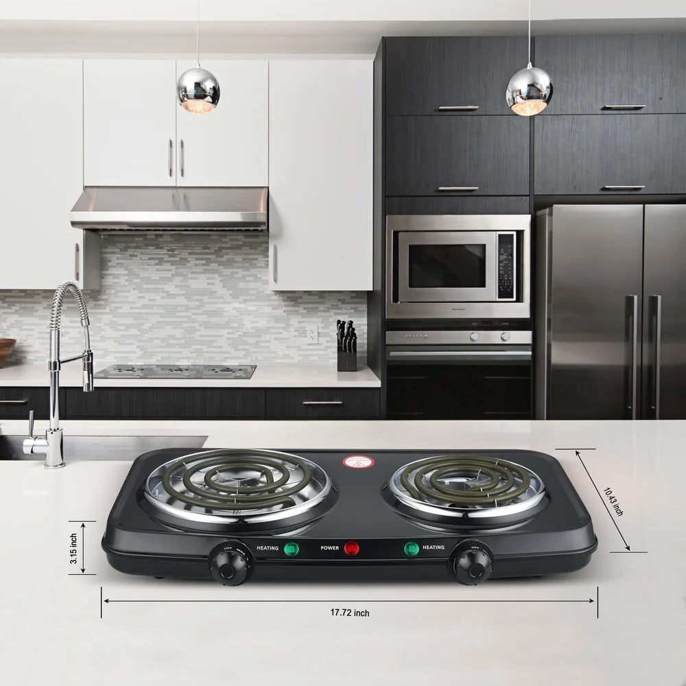 XMSJ Portable Double Burner Hot Plate 1800W Electric