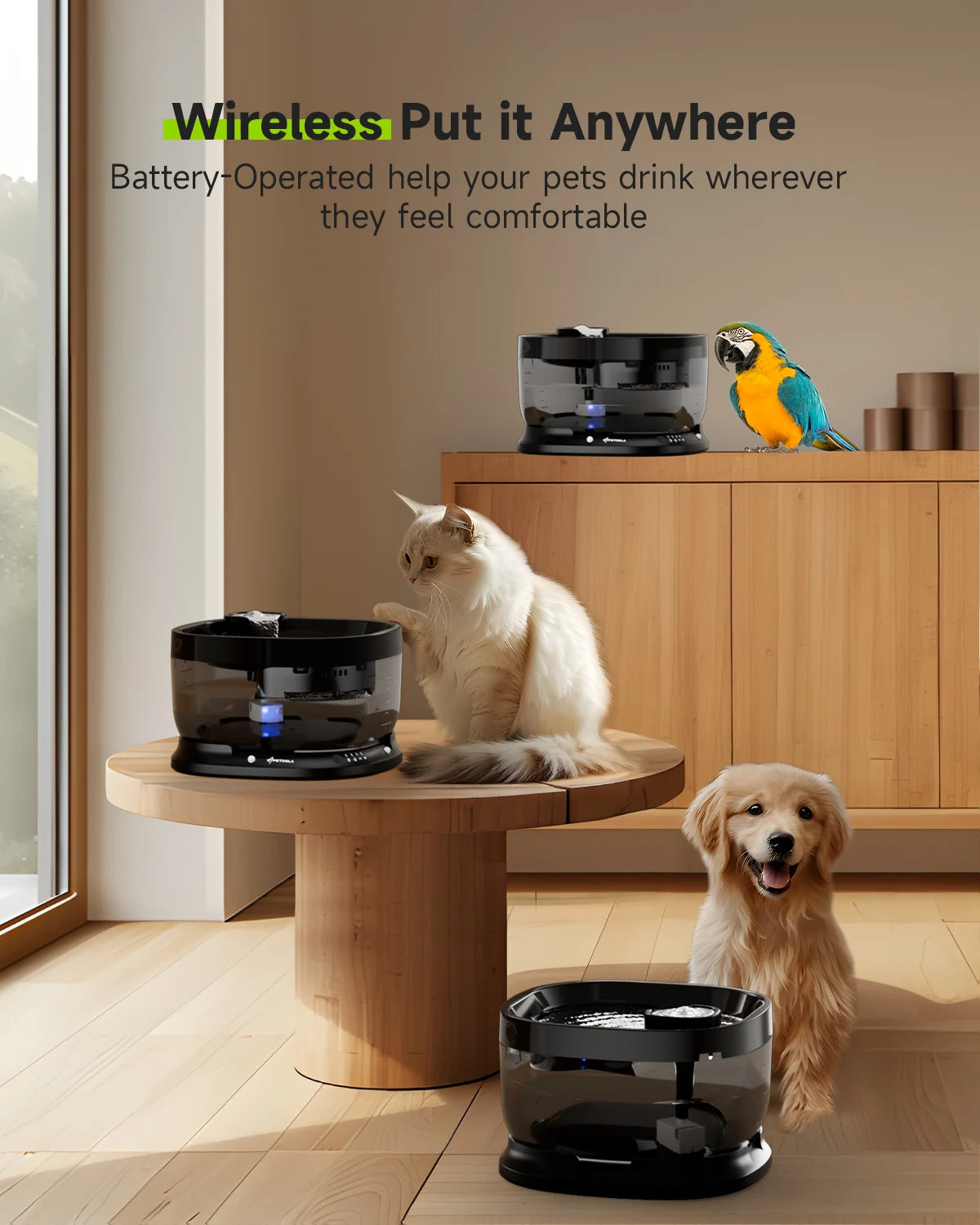 APETDOLA 7L Wireless Dog Water Fountain Auto Sensor