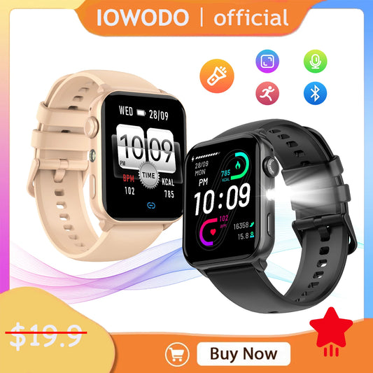 IOWODO Bluetooth Smartwatch R30 Max with LED Flashlight