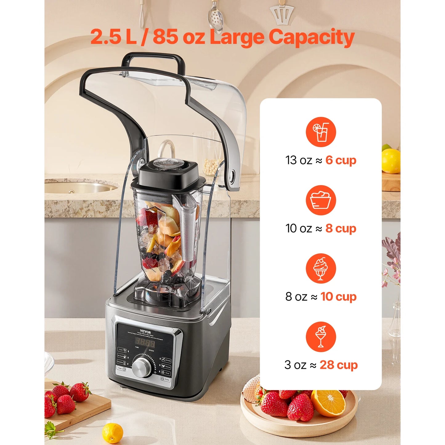 VEVOR Electric Blender 1400W Smoothies For Food Processing