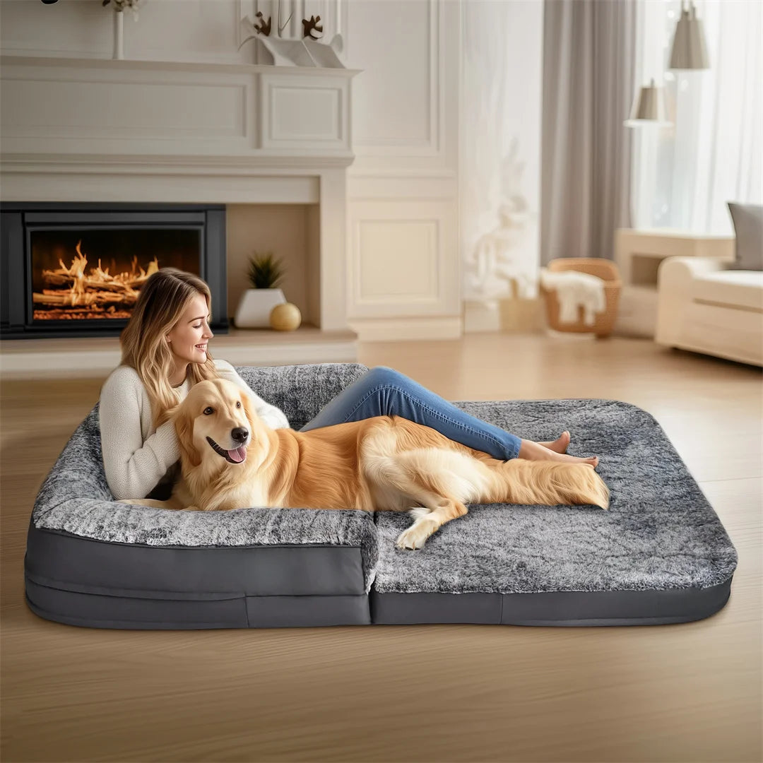 BINGOPAWCN Foldable Giant Dog Bed Calming Orthopedic