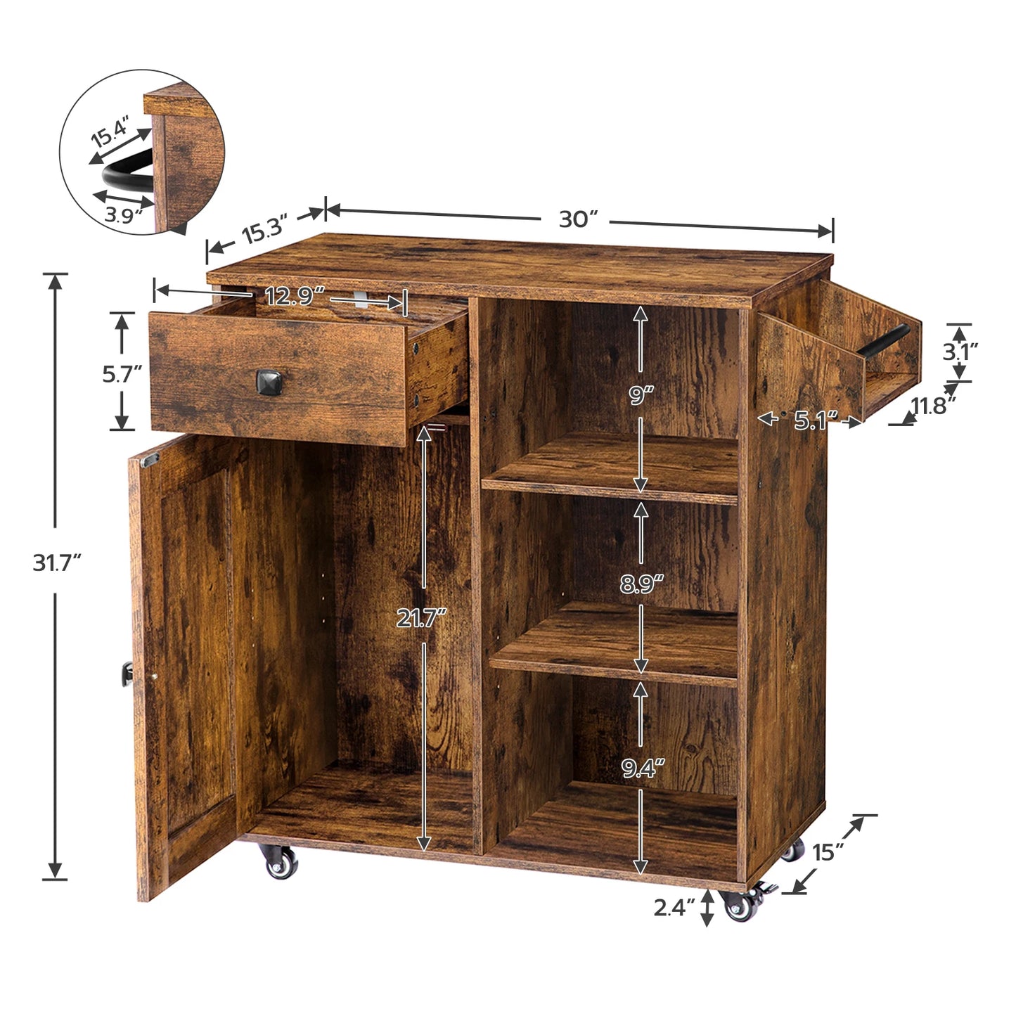 HOOBRO Kitchen Island Storage Cabinet With Drawer Cart