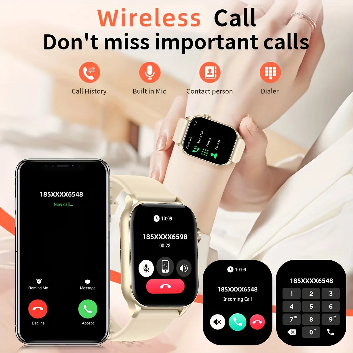 SENBONO Women Smart Watch with AMOLED Screen and Bluetooth Calling