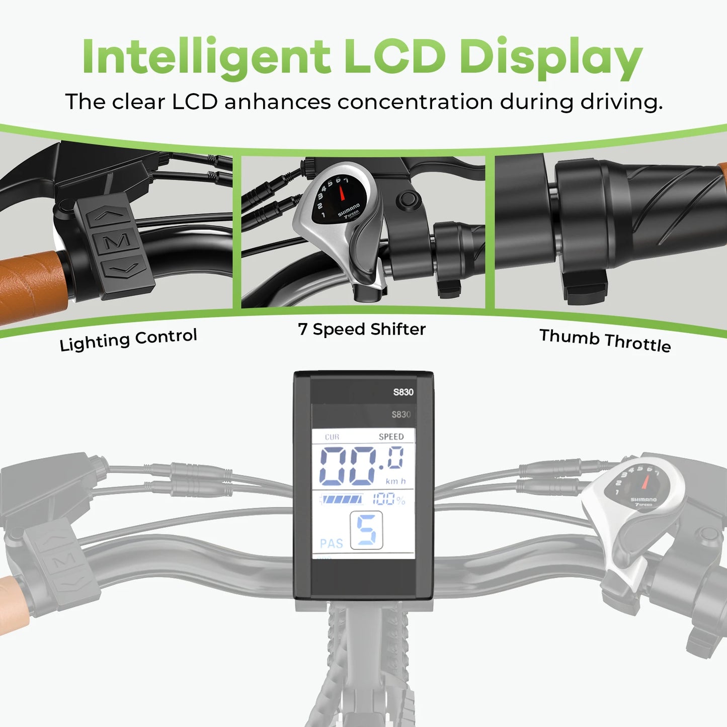 Electric Bike for Adults with Removable Battery and 7-Speed