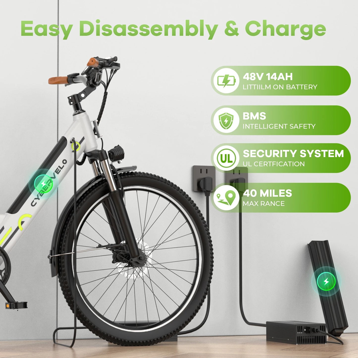 Electric Bike for Adults with Removable Battery and 7-Speed