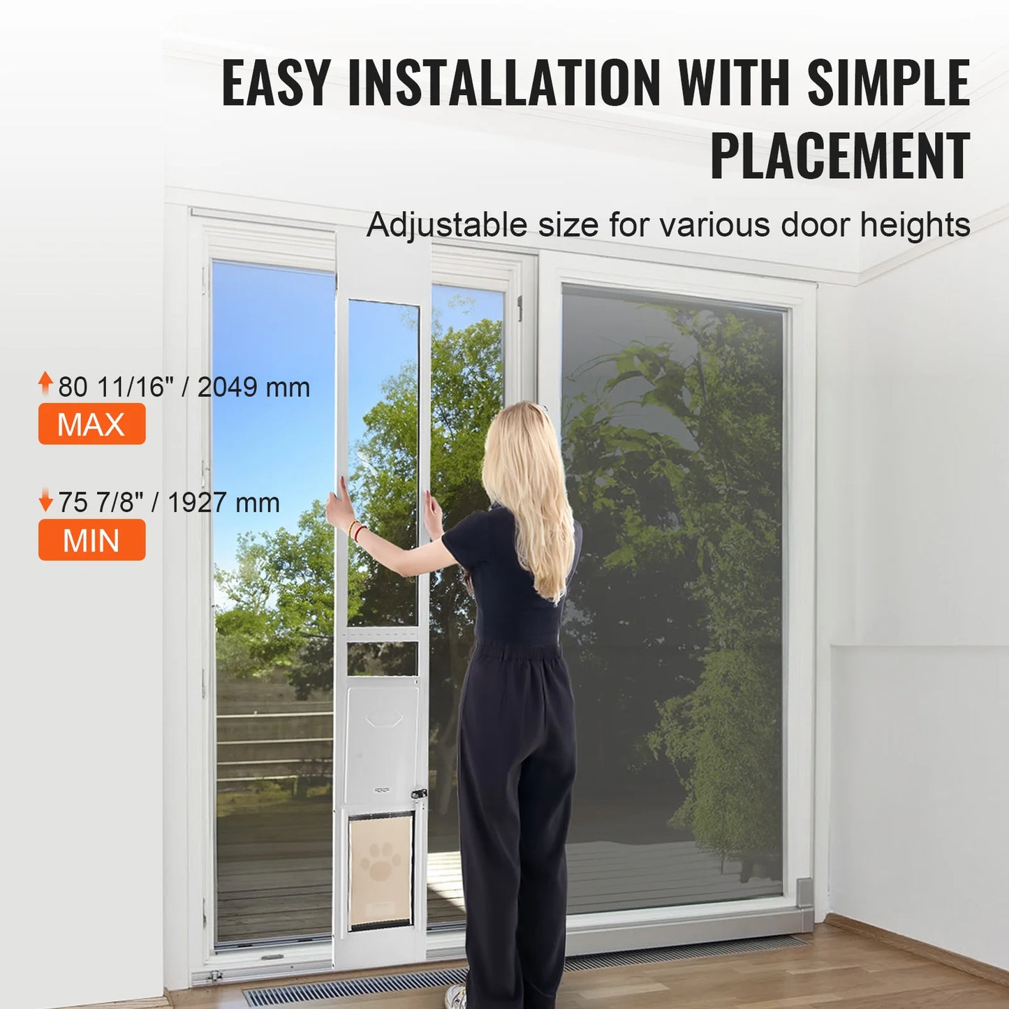 Dog Door Sliding Glass Pet Door Aluminum Frame Adjustable
