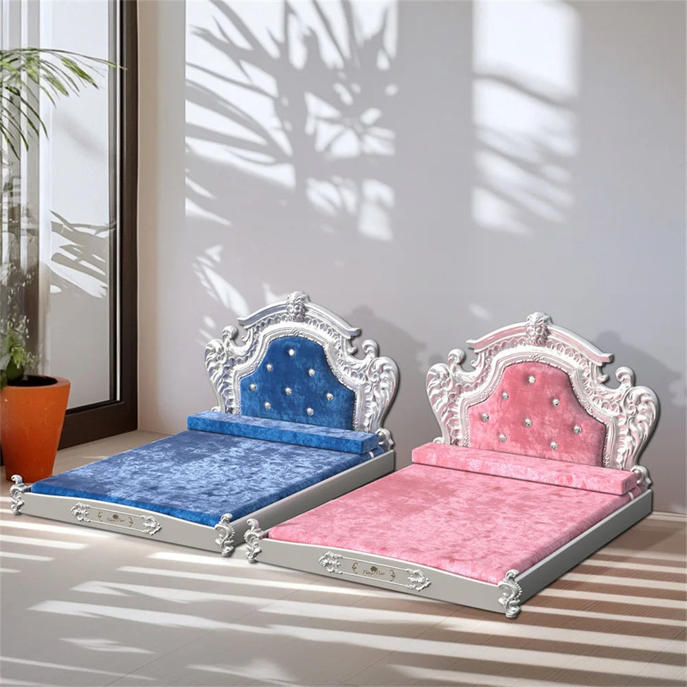 BORWARTCN Large Dog Bed With Headboard Velvet Sofa Comfort