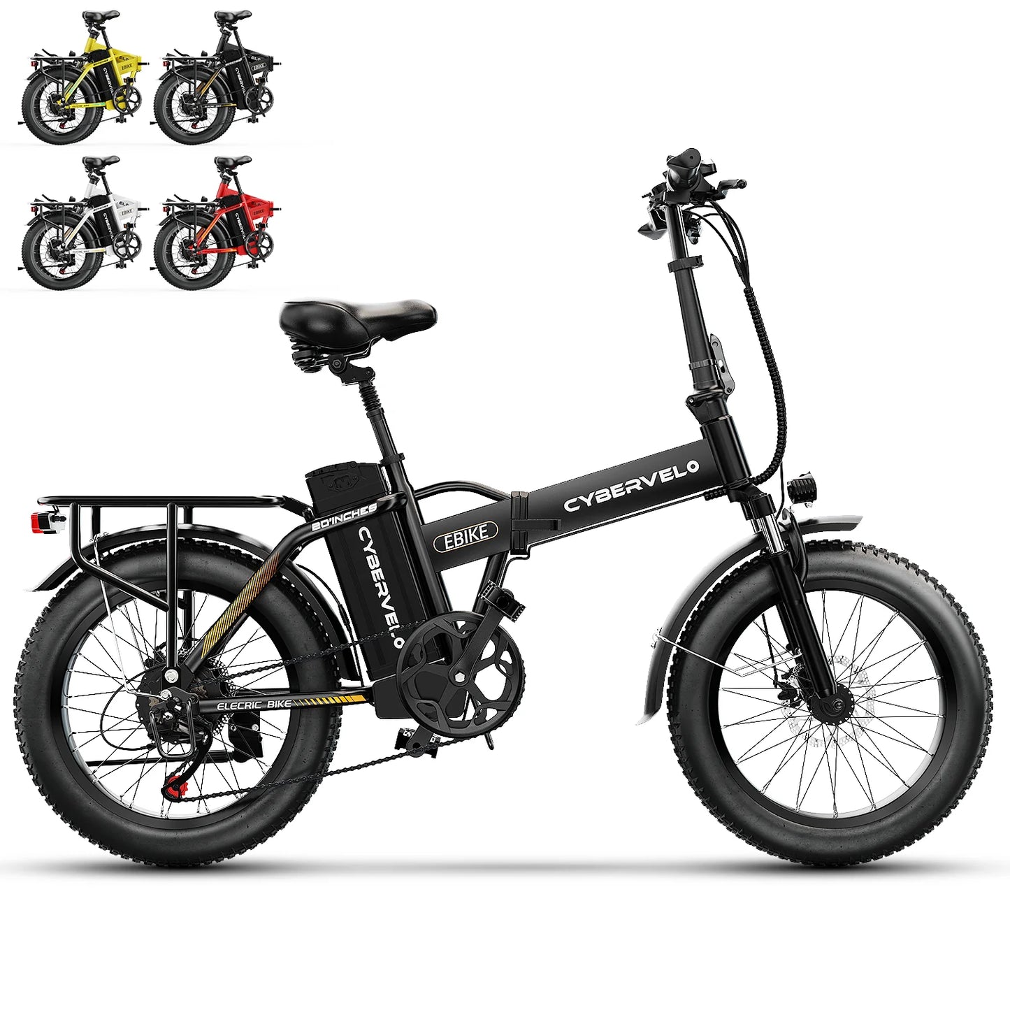 CYBERVELO Folding Electric Bike 1000W 48V Battery 80 Miles