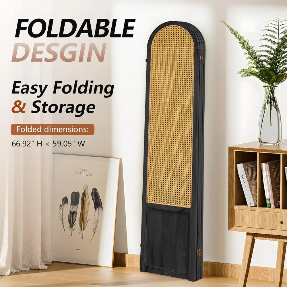 Hand-Woven Rattan Room Divider and Privacy Screen Panel