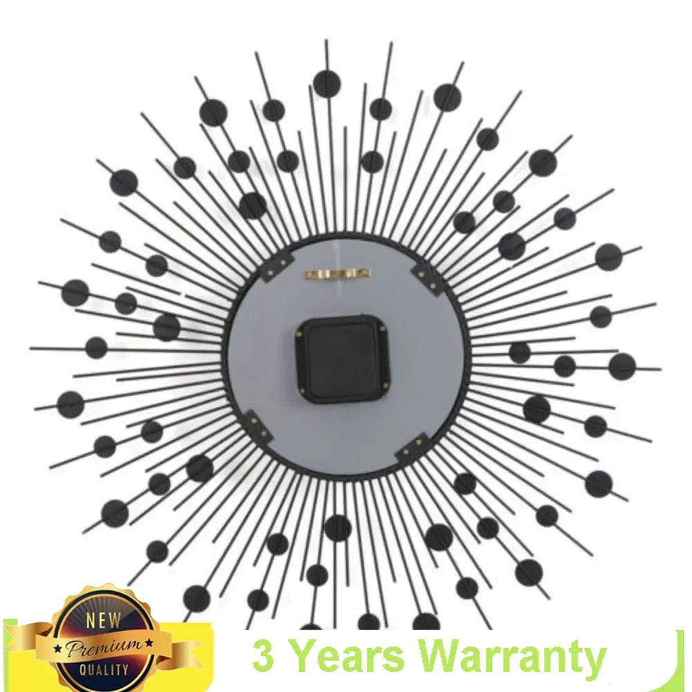 Display 3D Sunburst Metal Wall Clock Diamond Modern Decor