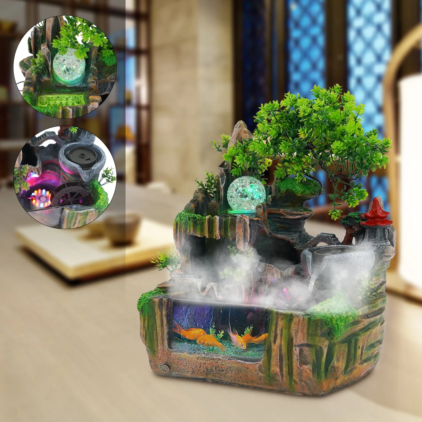 Hign-concerned Rockery Fountain Indoor Water Feature LED