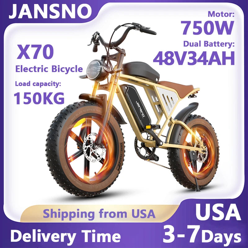 Jansno X70 Electric Mountain Bike with Dual Battery System