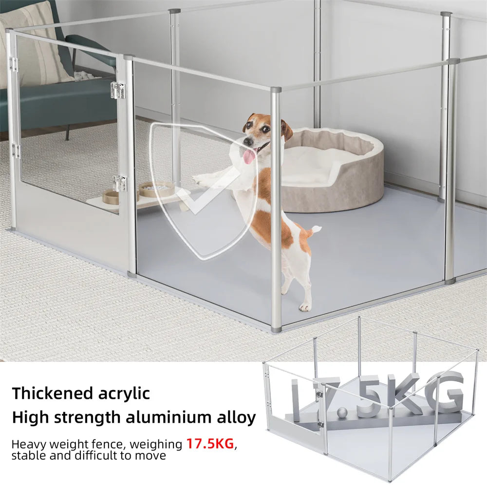 BORWARTH Acrylic Dog Pen Enclosure with Waterproof Pad
