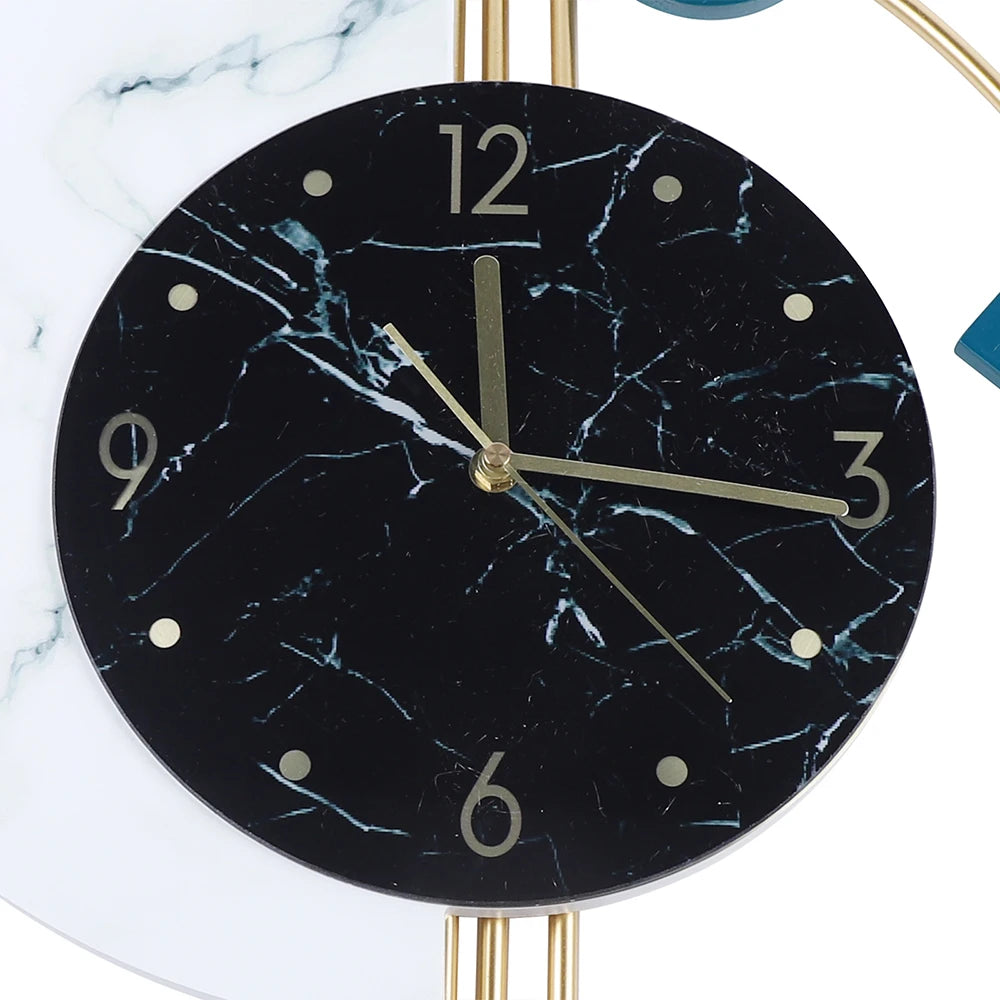 Combination Marble Semicircle Quartz Wall Clock Living Room