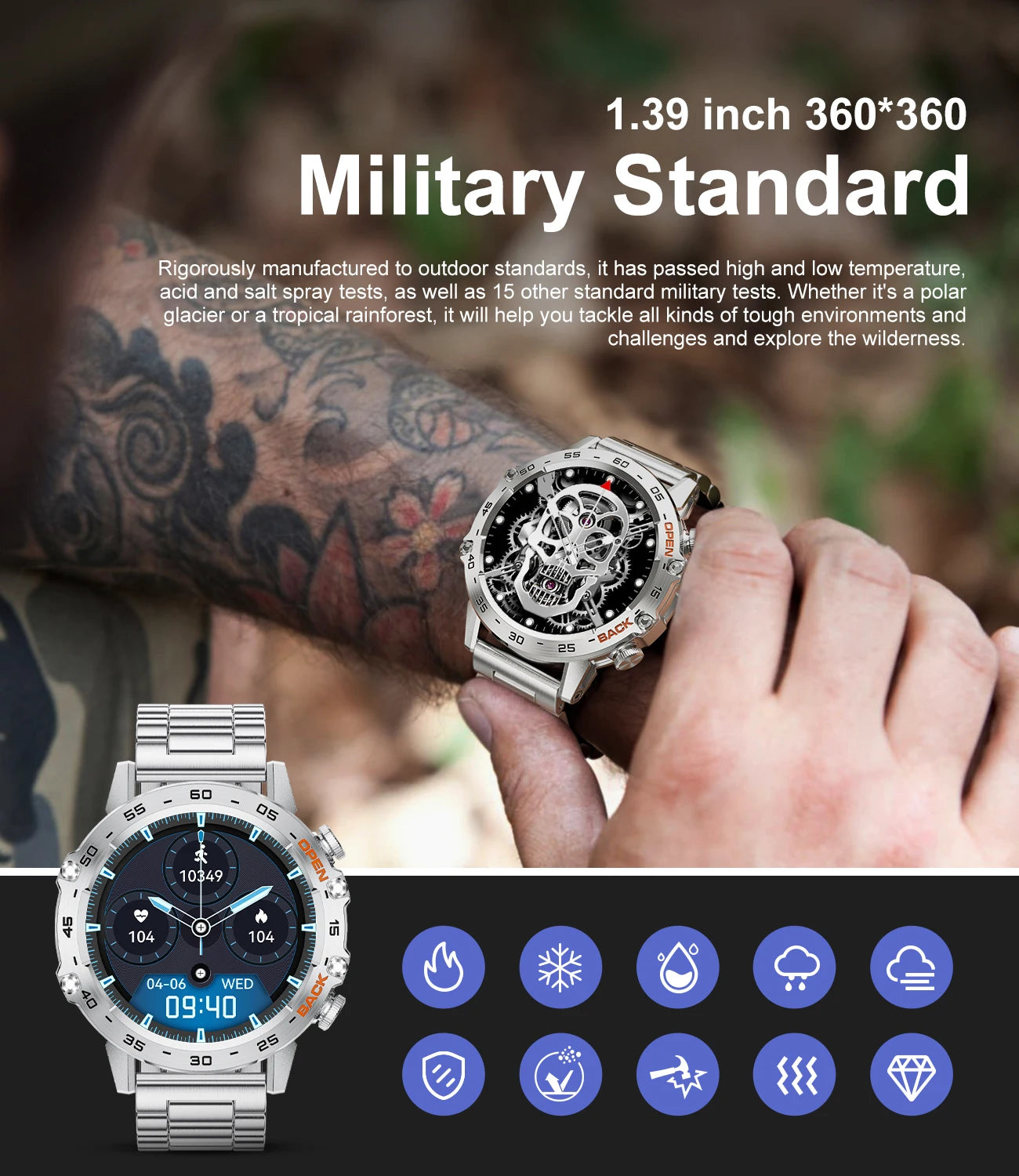 LIGE Bluetooth Smart Watch for Men with Health Monitoring Features