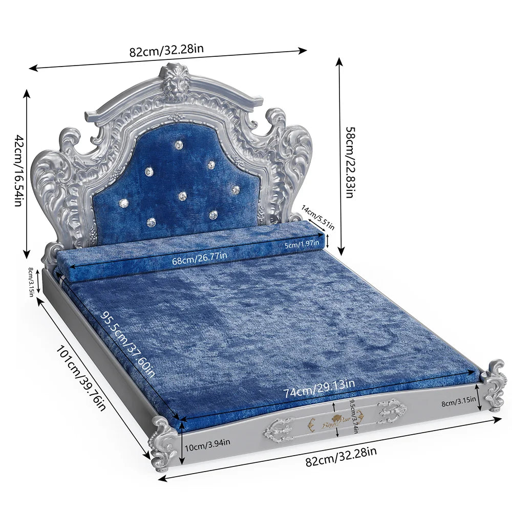 BORWARTCN Large Dog Bed With Headboard Velvet Sofa Comfort