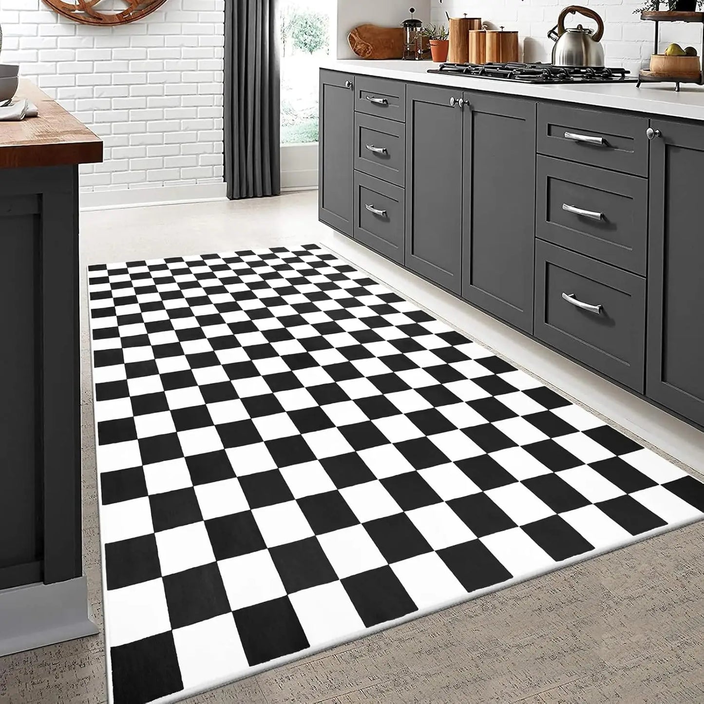 Black and White Checkered Area Rug for Stylish Home Decor