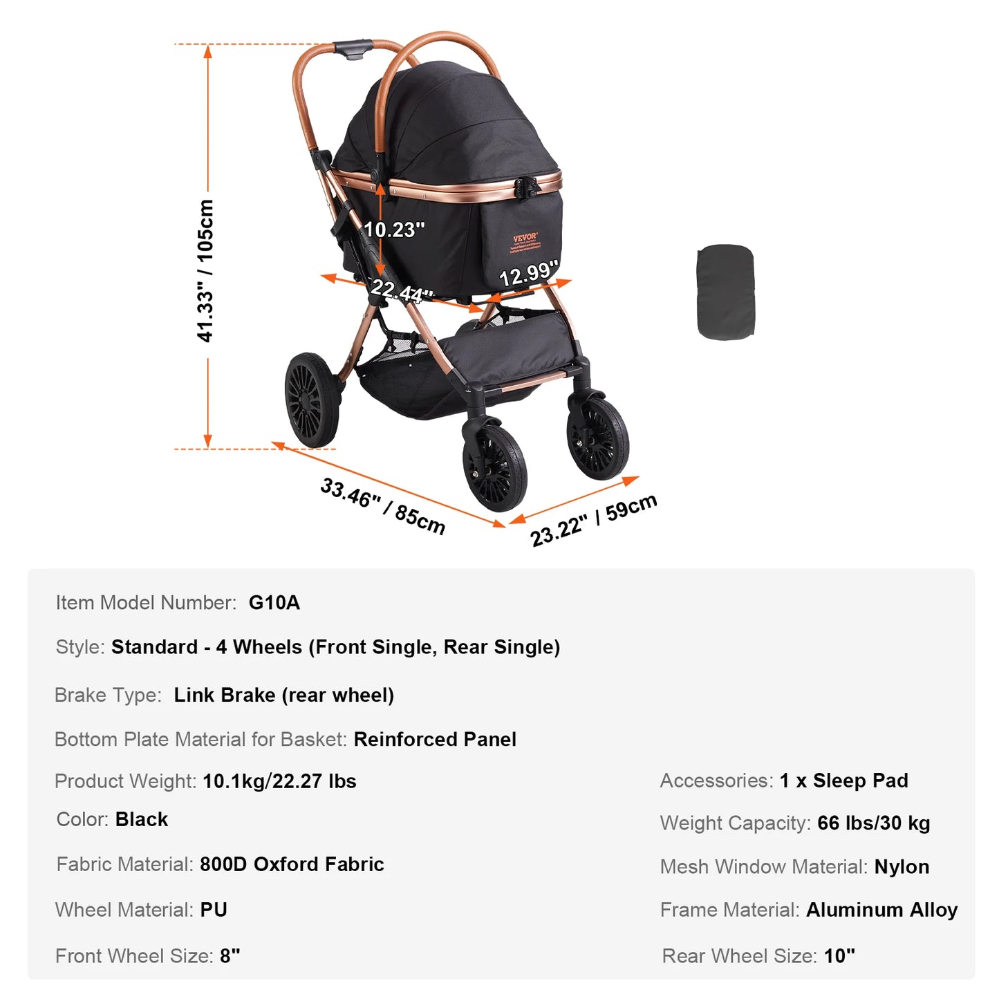 SucceBuy Pet Stroller Carrier For Dogs Cats Lightweight