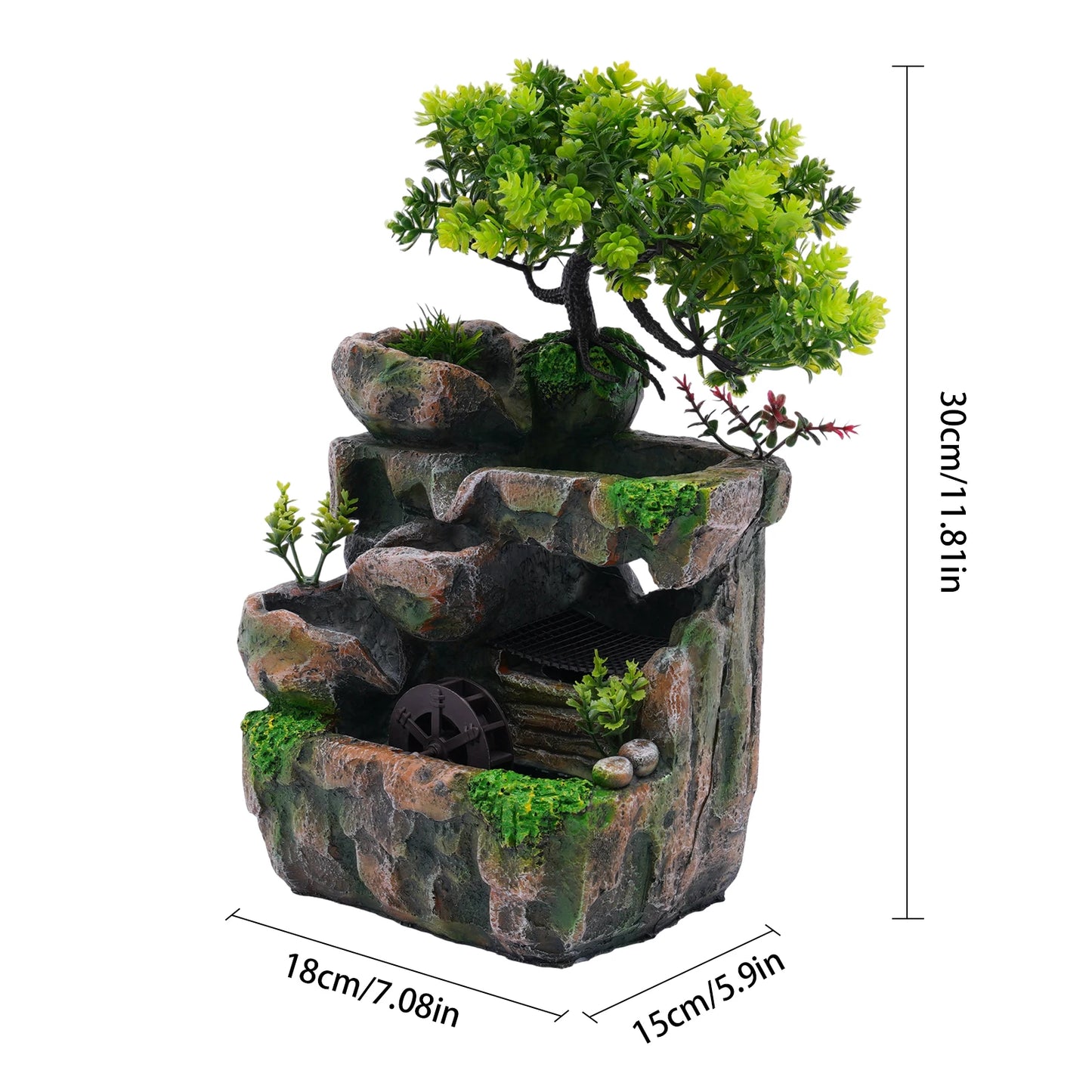 Gross Resin Tabletop Fountain Ornament With LED Light