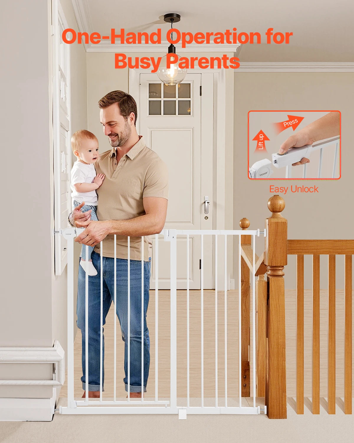 SucceBuy Baby Gate Walk Through Security Gate For Pets