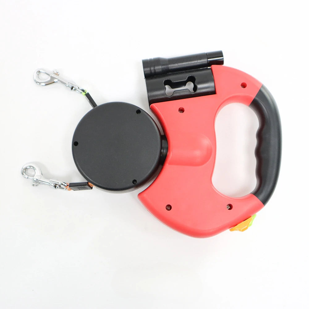 Automatic Retractable Two-End Pet Leash With Flashlight Feature