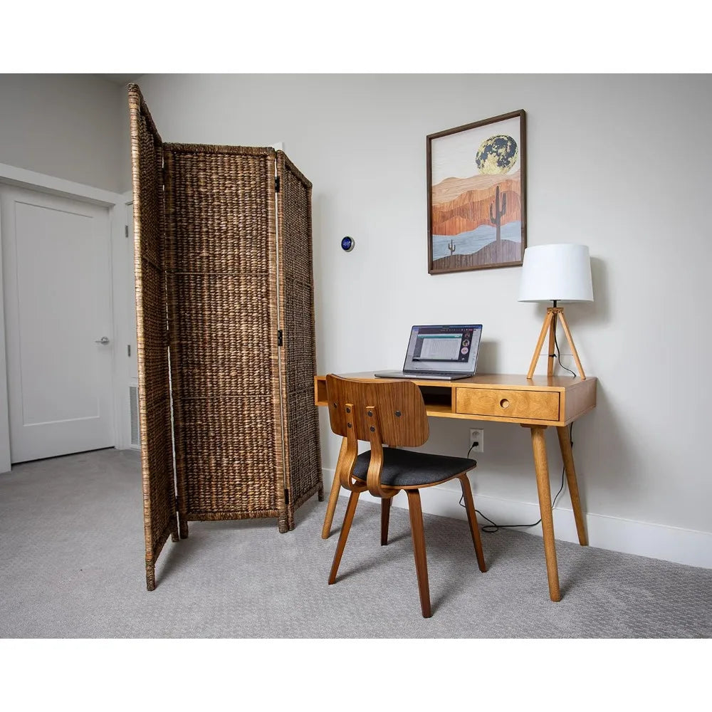 Handwoven Seagrass Room Divider Three Panel Privacy Screen
