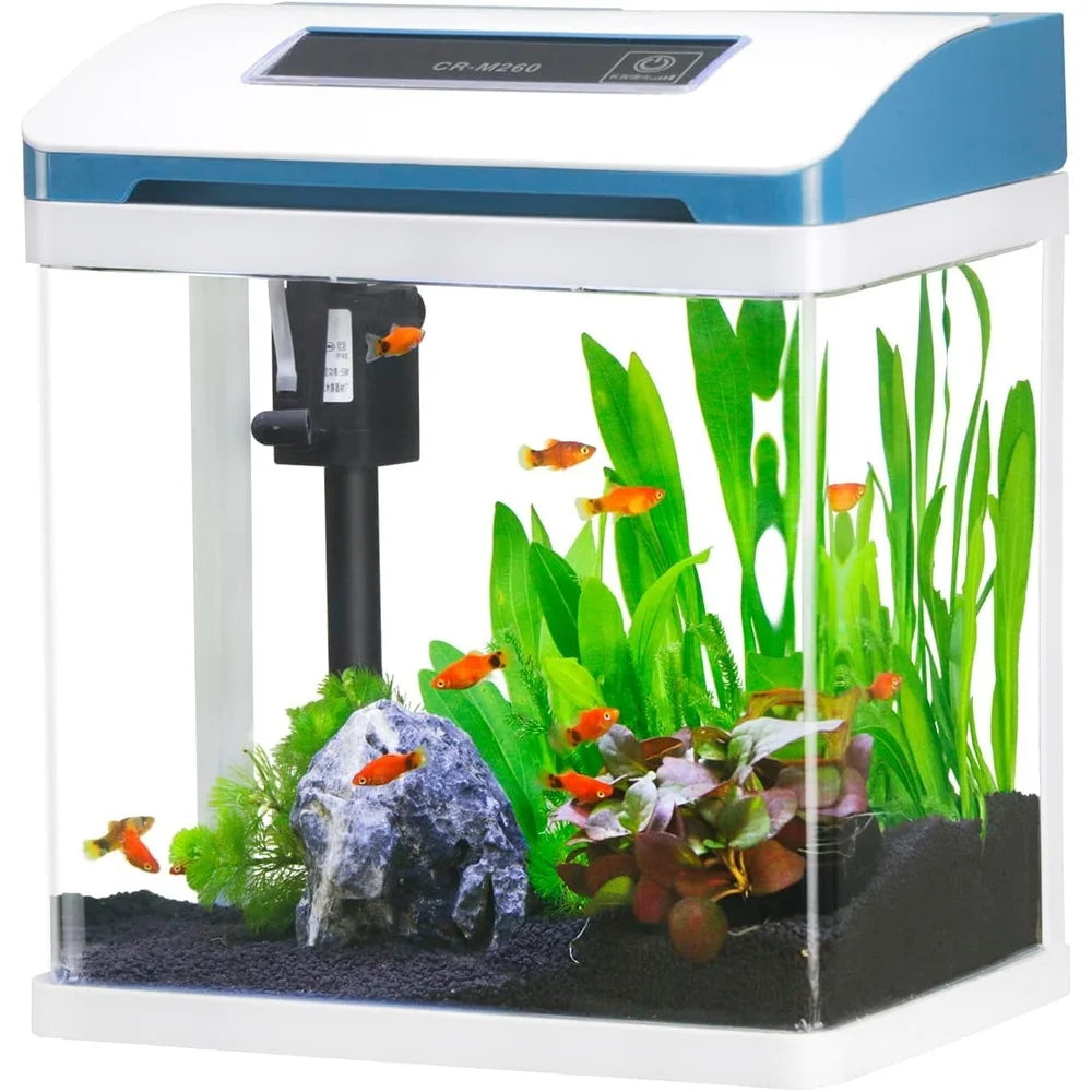 XMSJ Glass Aquarium Starter With LED Light Self Cleaning