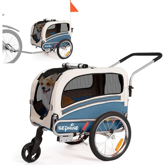 XMSJ Pet Bicycle Trailer 2 In 1 With Foldable Frame