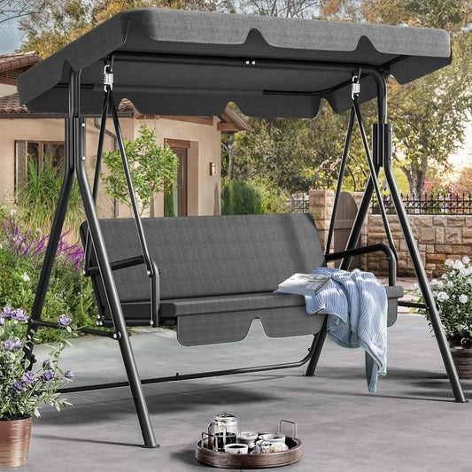 Patio Swing Bench with Adjustable Canopy by NoEnName
