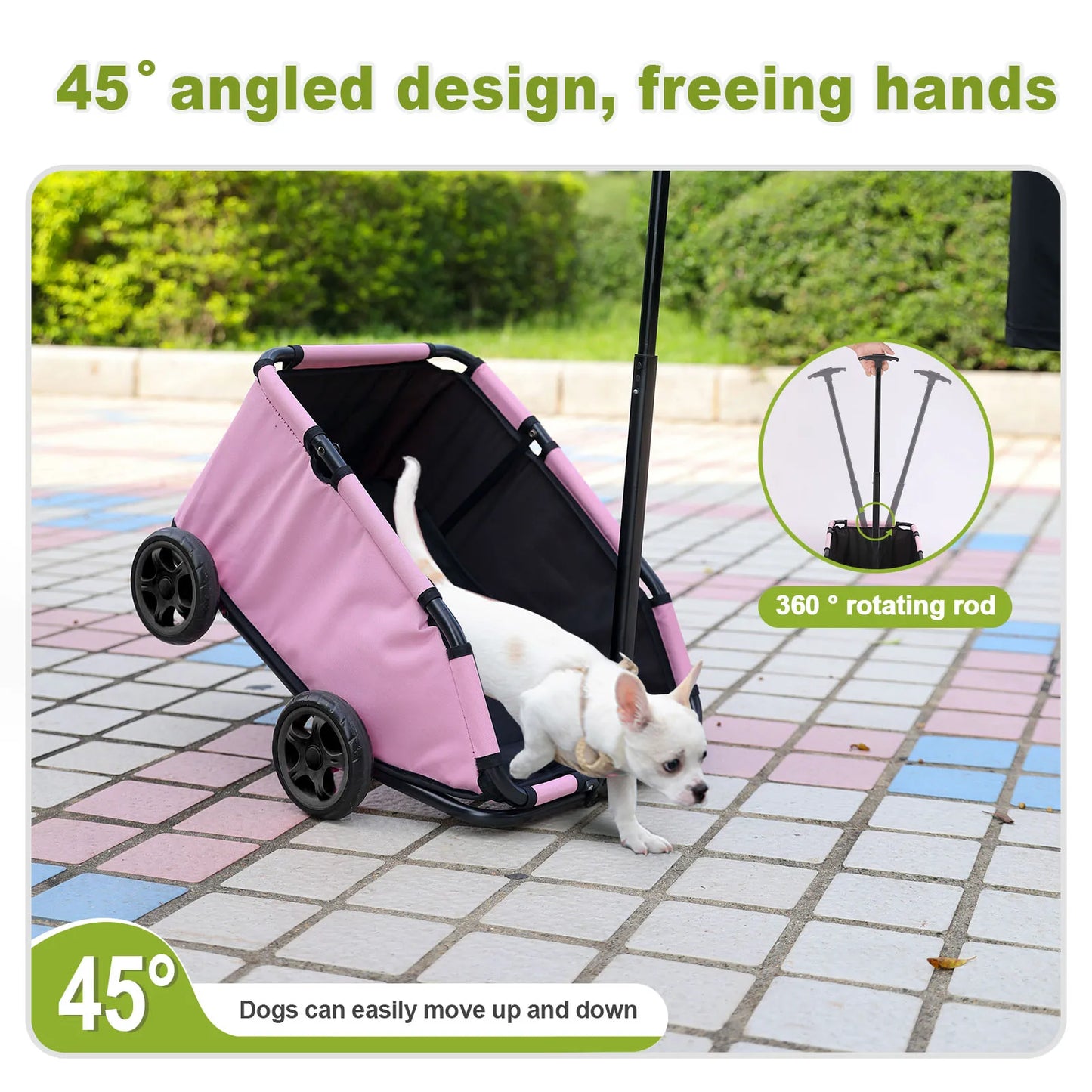 Lightweight Folding Pet Cart with 360 Degree Rotating Wheels